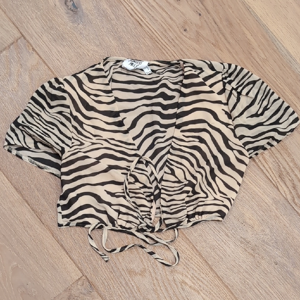 Princess Polly Zebra Patterned Tie-Front Blouse
